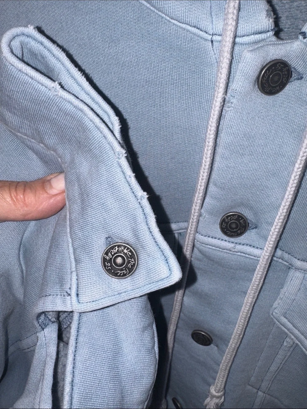 Free People Powder Blue Oversized Hooded Jacket